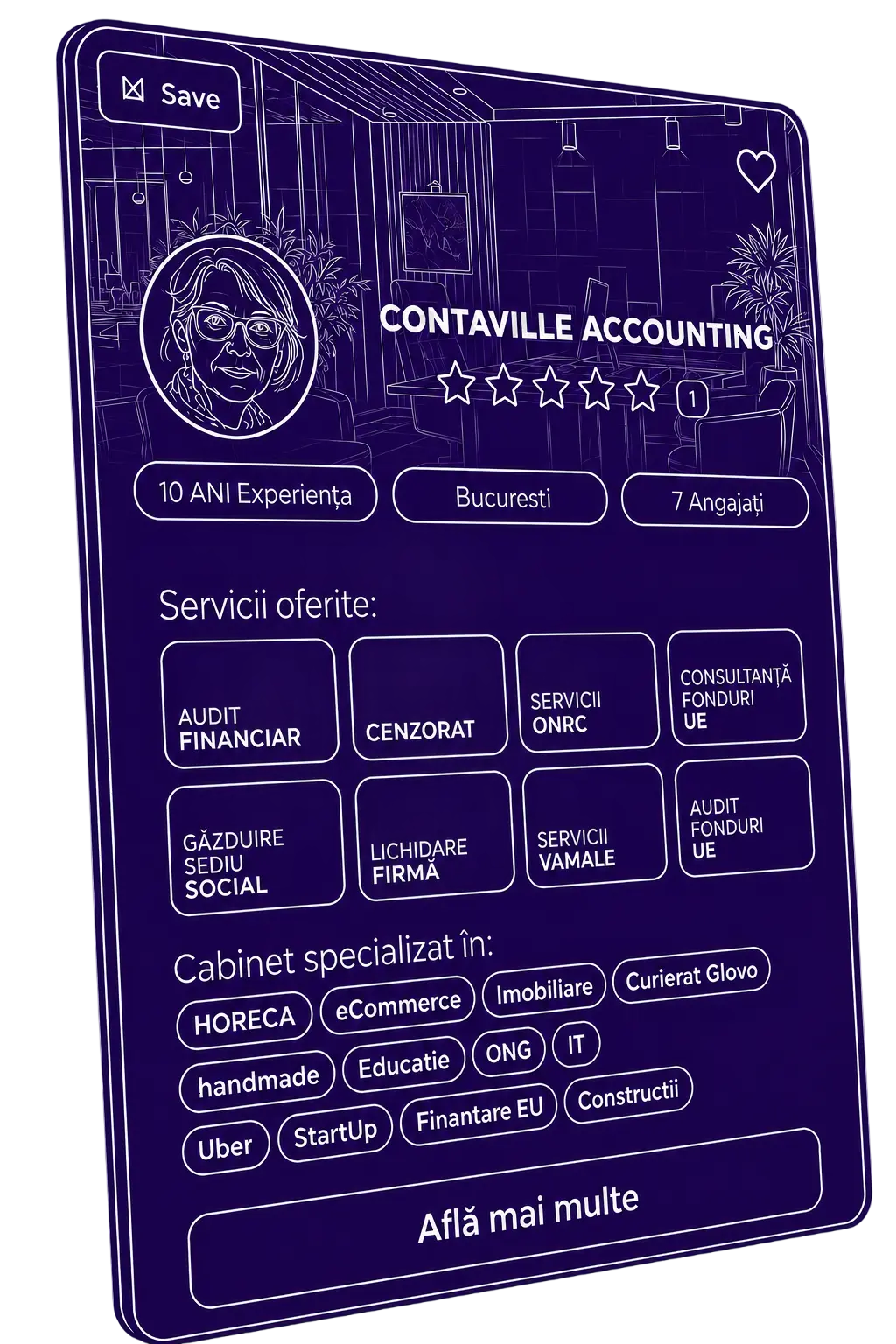 Card de contabil - design line art
